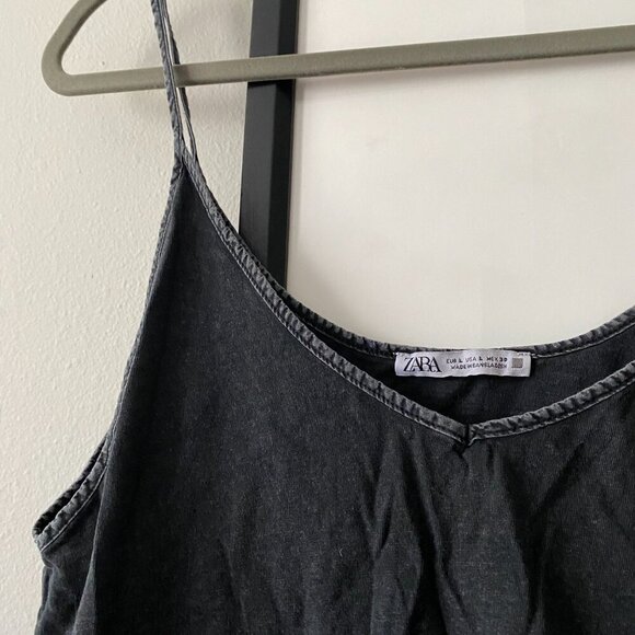 Zara | EUC Charcoal Gray Washed Effect Acid Wash V Neck Camisole Size Large - Picture 3 of 7